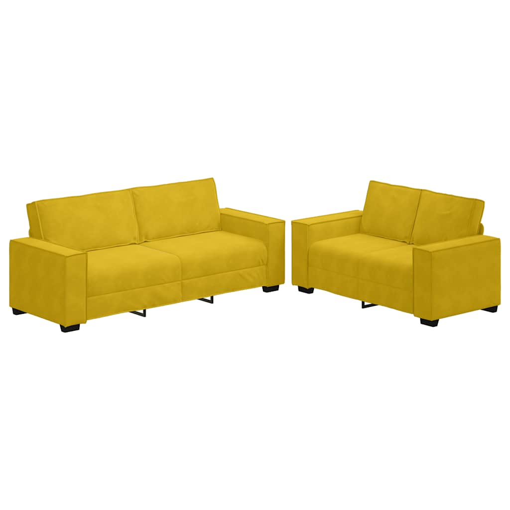 Dvodijelni set sofa s jastucima, žuti baršun
