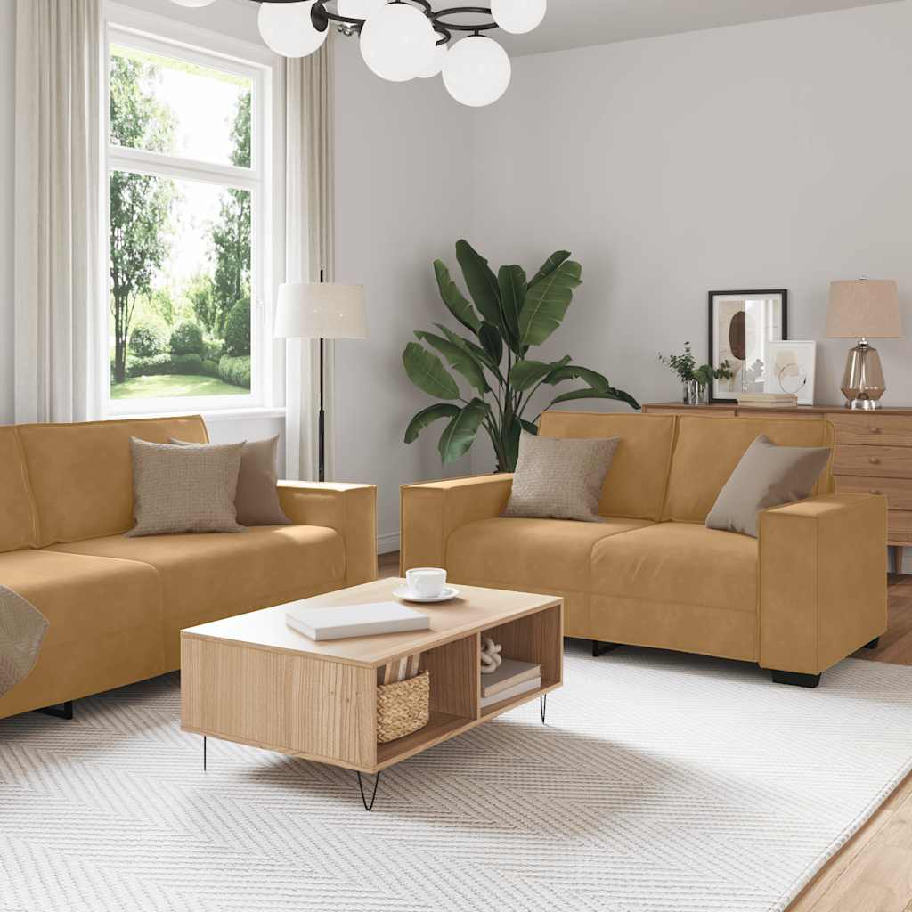 Dvodijelni set sofa s jastucima, smeđi baršun