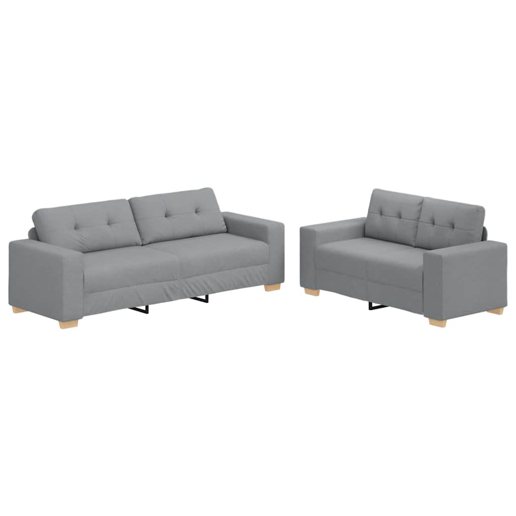 Dvodijelni set sofa s jastucima, svijetlo siva tkanina