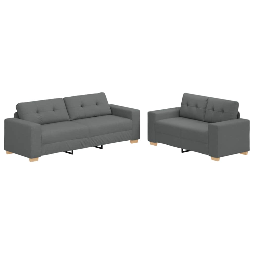 Dvodijelni set sofa s jastucima, tamno siva tkanina