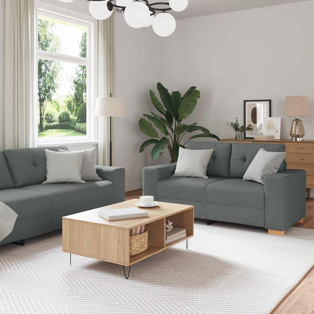Dvodijelni set sofa s jastucima, tamno siva tkanina