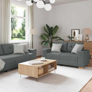 Dvodijelni set sofa s jastucima, tamno siva tkanina