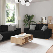 Dvodijelni set sofa s jastucima, crna tkanina
