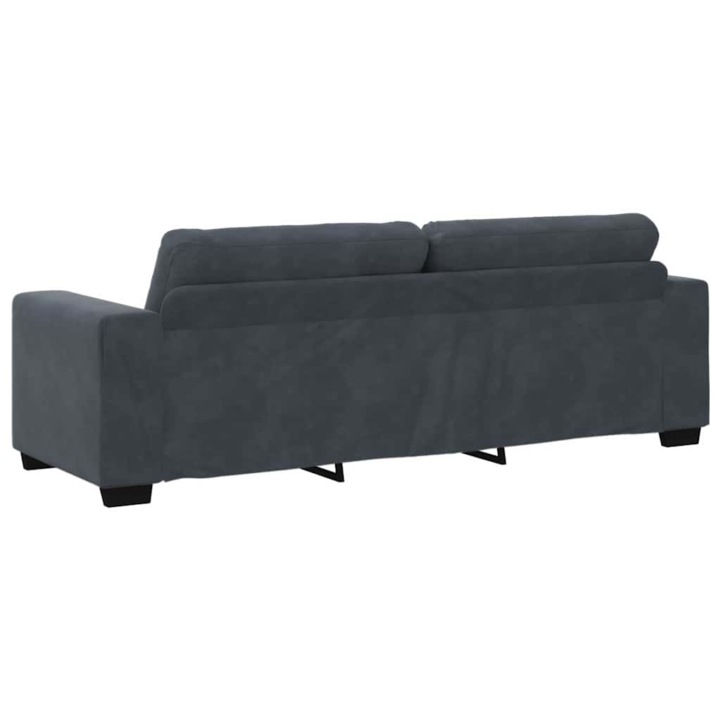 Dvodijelni set sofa s jastucima, tamno sivi baršun Siva