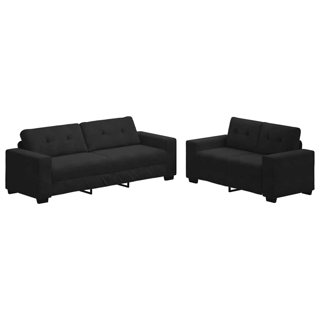 Dvodijelni set sofa s jastucima, crni baršun