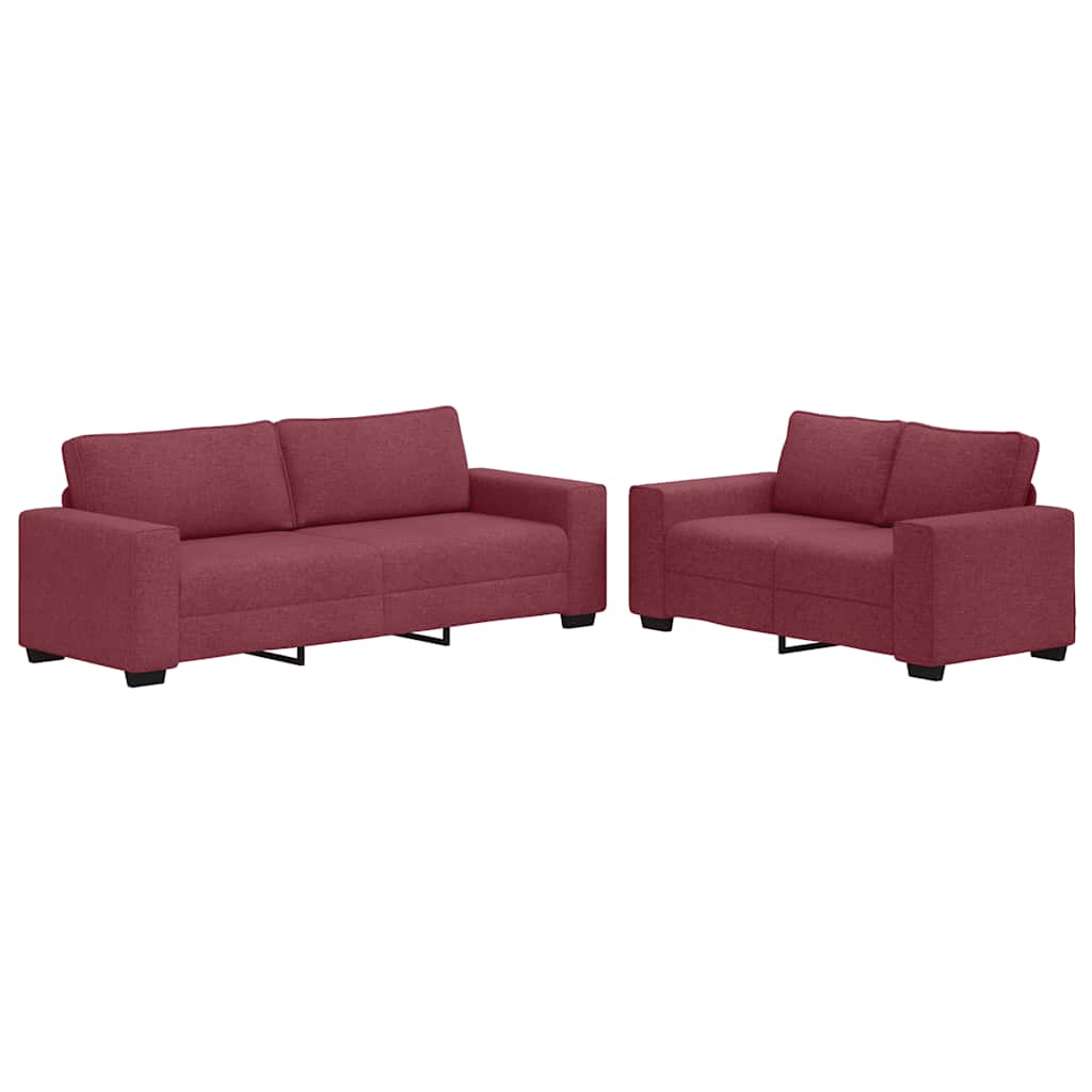 Dvodijelni set sofa s jastucima, tkanina boje vina