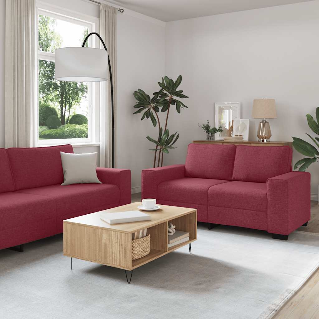 Dvodijelni set sofa s jastucima, tkanina boje vina
