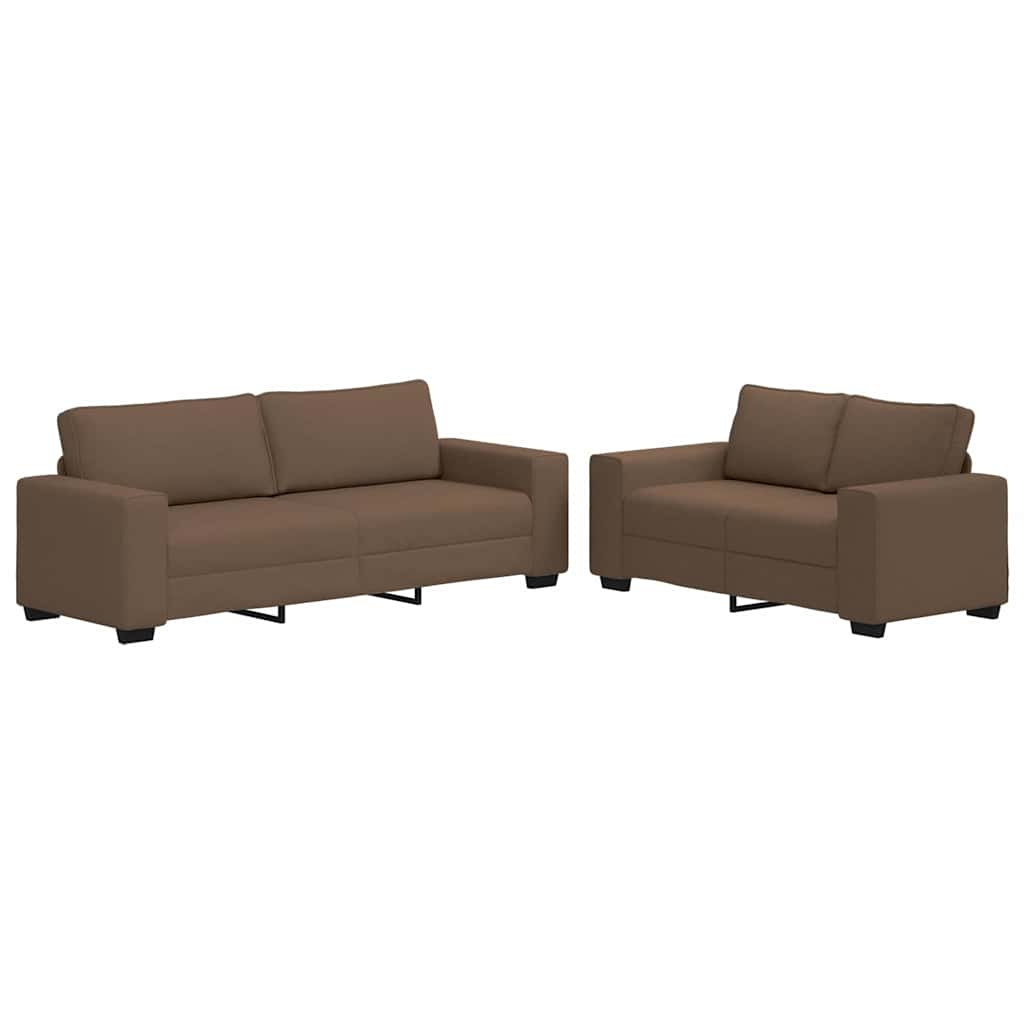 Dvodijelni set sofa s jastucima, smeđa tkanina