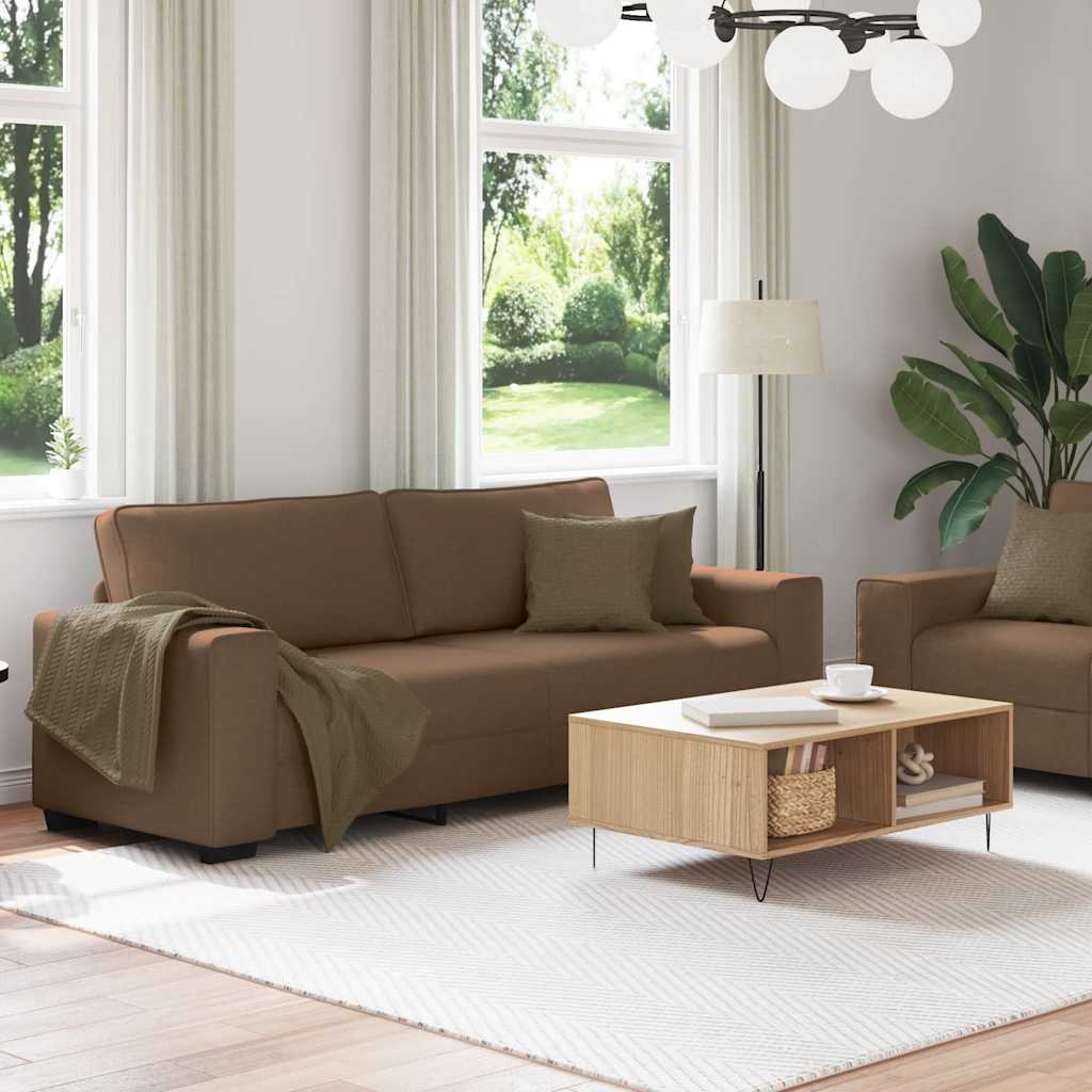 Dvodijelni set sofa s jastucima, smeđa tkanina