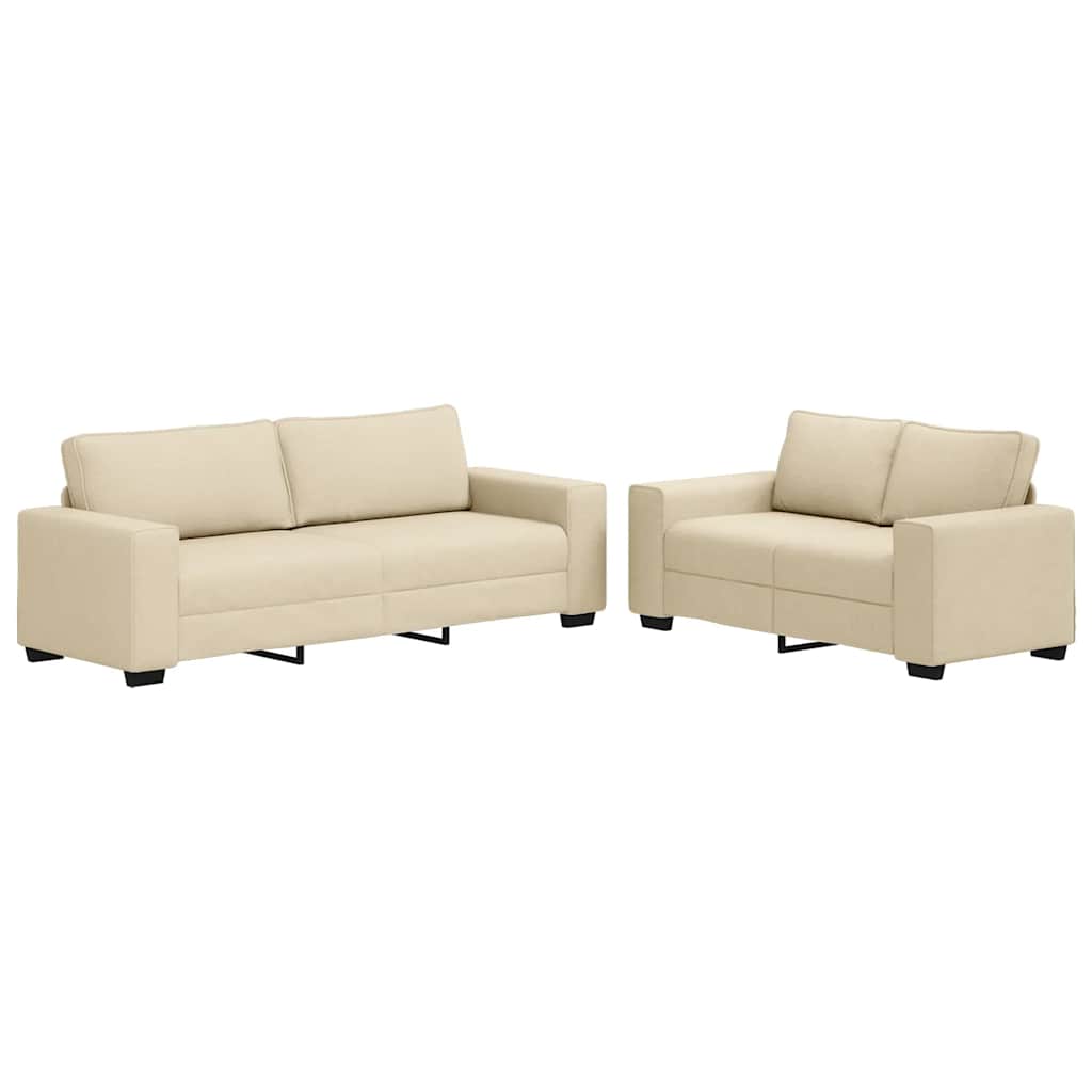 Dvodijelni set sofa s jastucima, krem tkanina