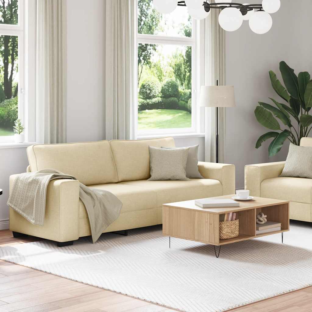 Dvodijelni set sofa s jastucima, krem tkanina