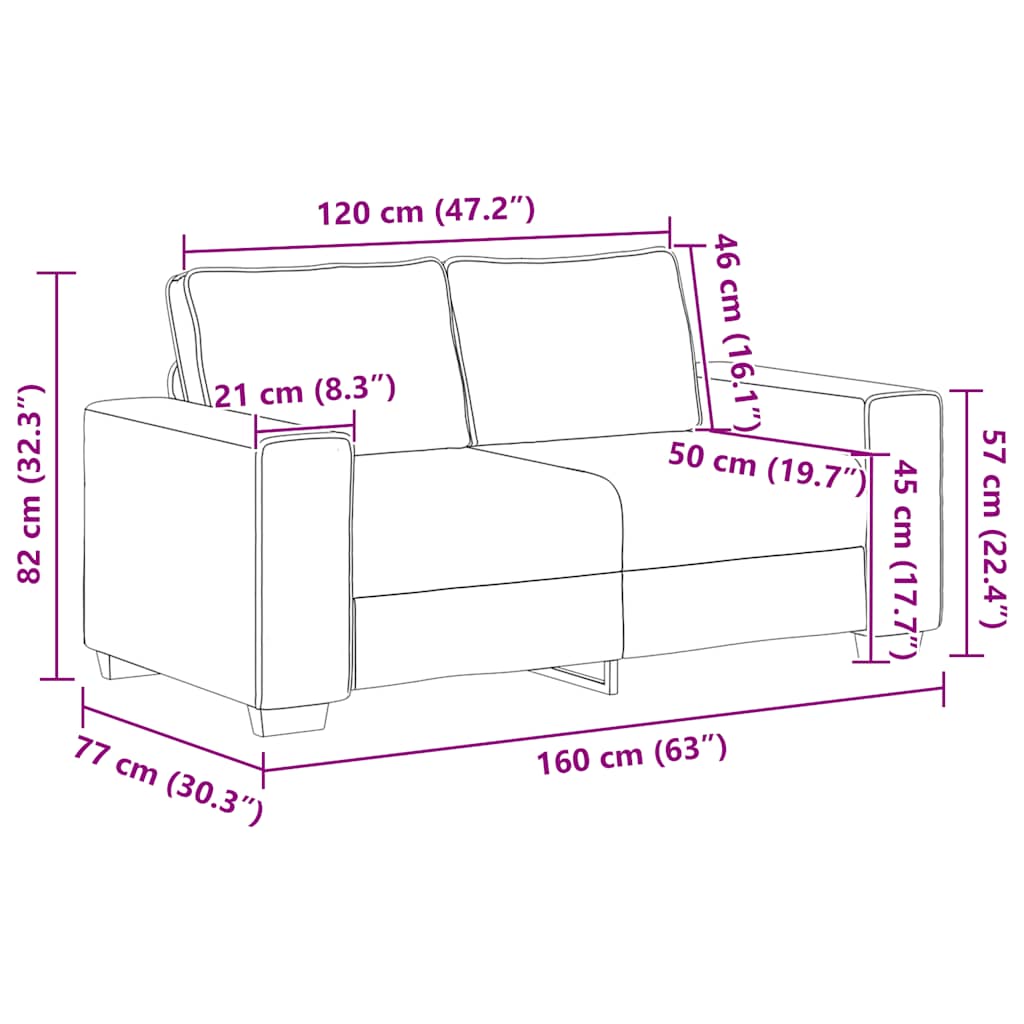 Dvodijelni set sofa s jastucima, krem tkanina