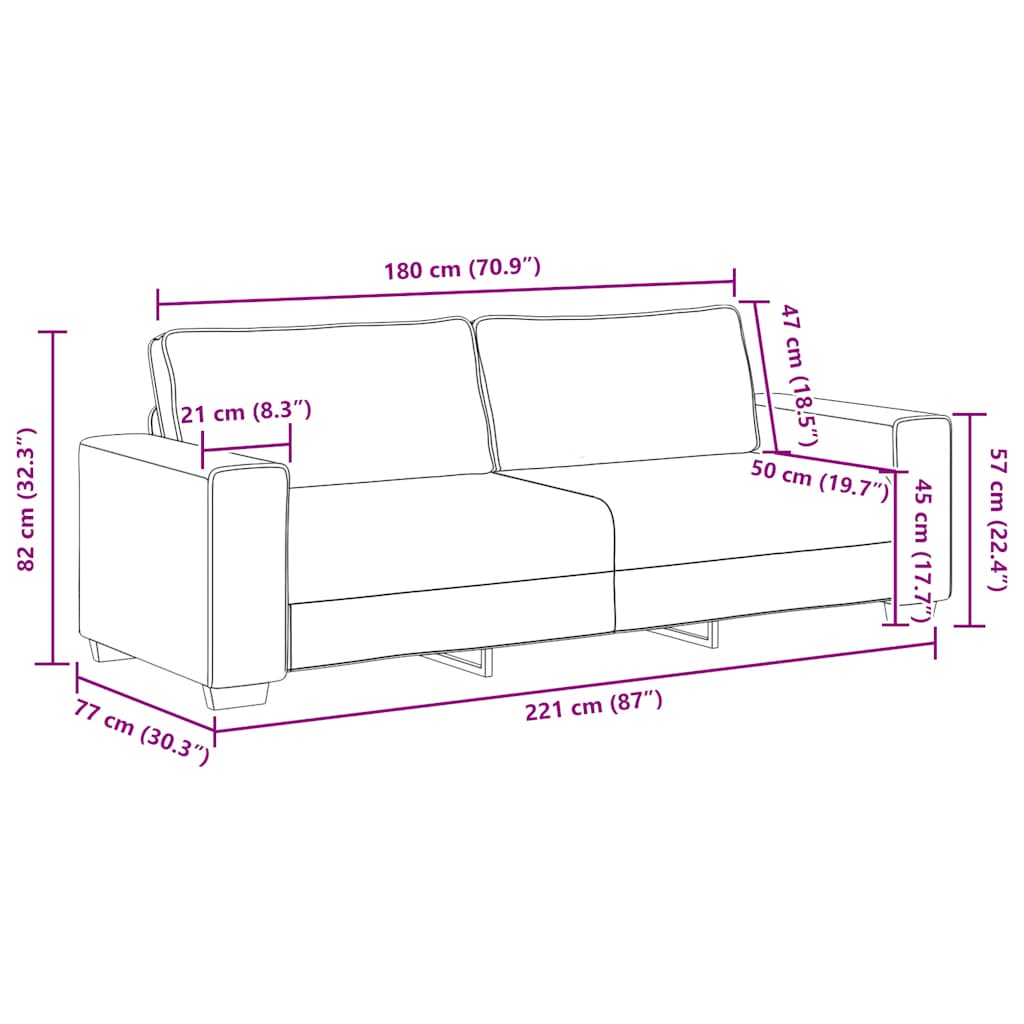 Dvodijelni set sofa s jastucima, krem tkanina