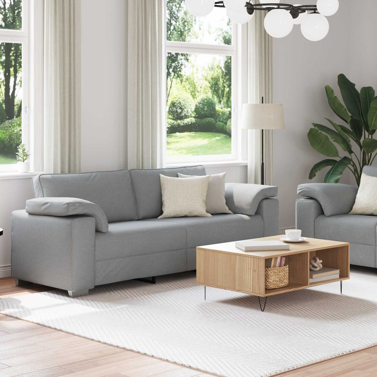 Sofa 2 pcs Svijetlo siva 219 x 80 x 82 cm tkanina