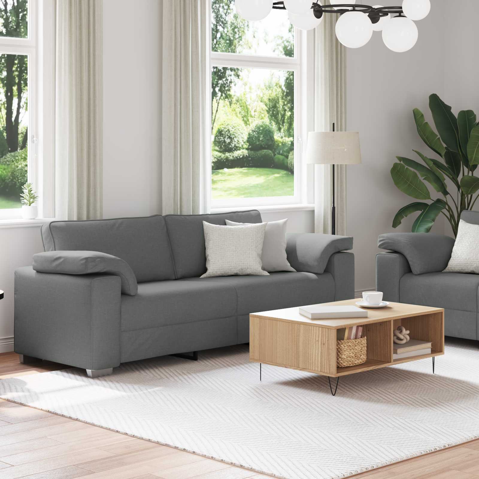 Sofa 2 pcs Tamno siva 219 x 80 x 82 cm tkanina