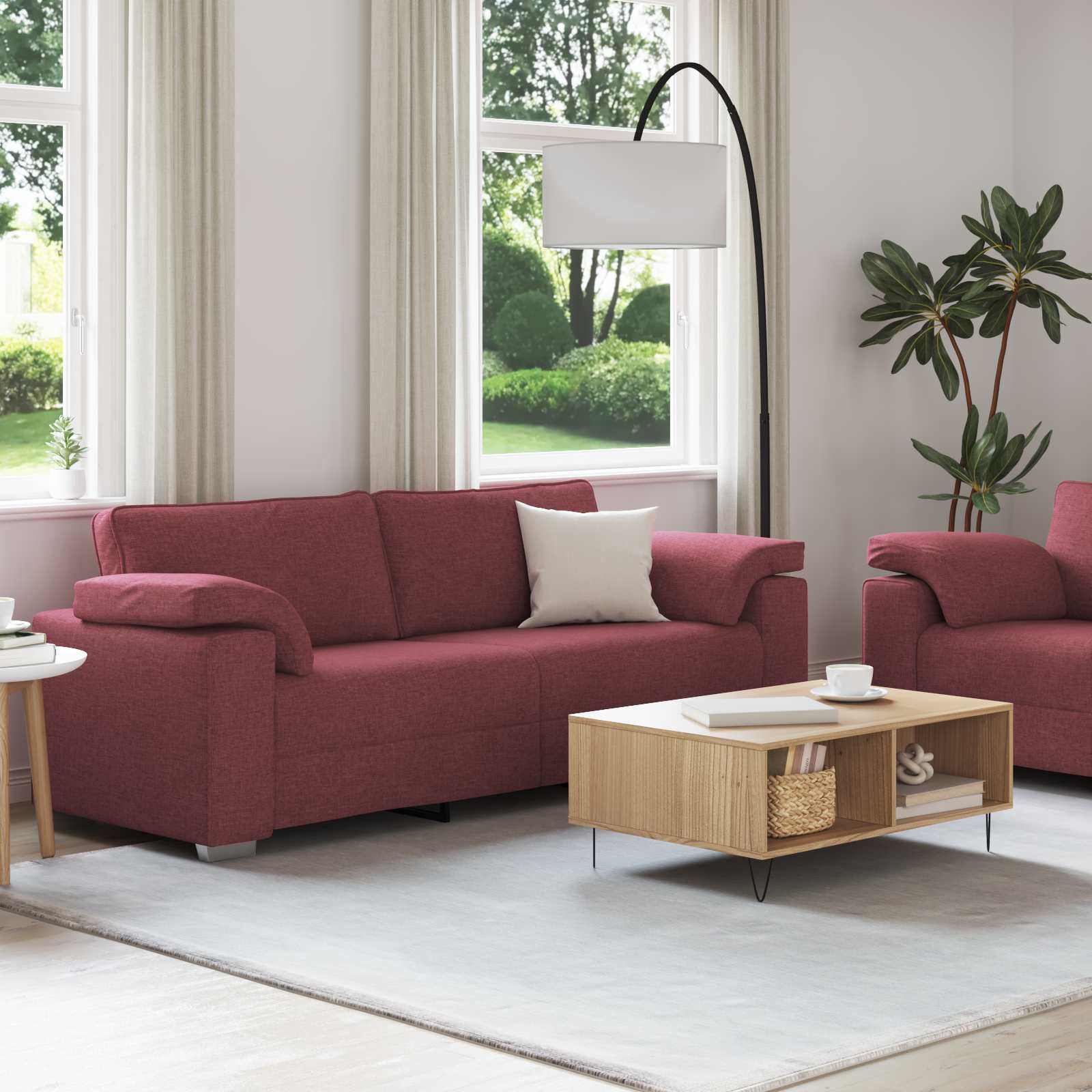 Sofa 2 pcs Vinska crvena 219 x 80 x 82 cm tkanina