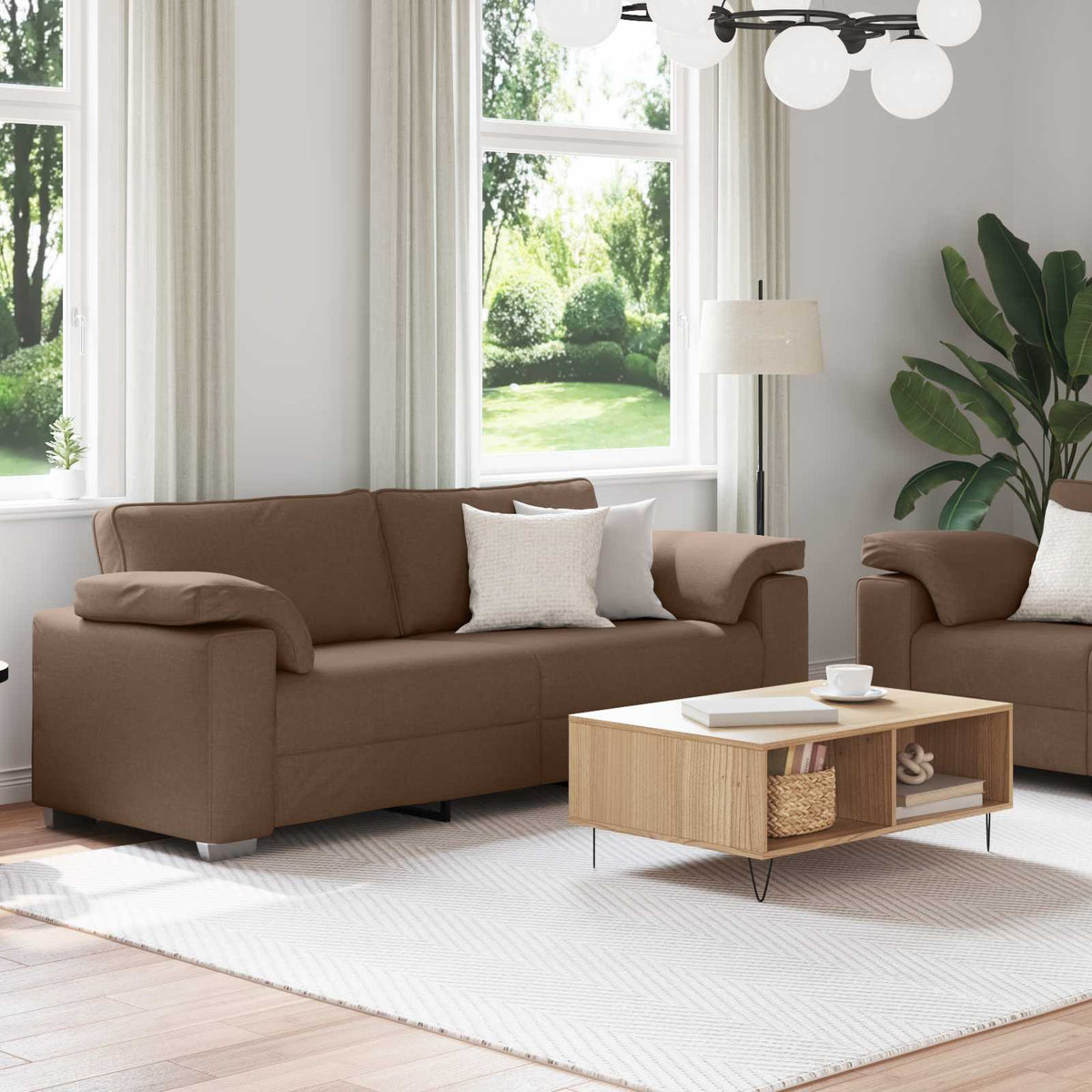 Sofa 2 pcs Smeđa 219 x 80 x 82 cm tkanina