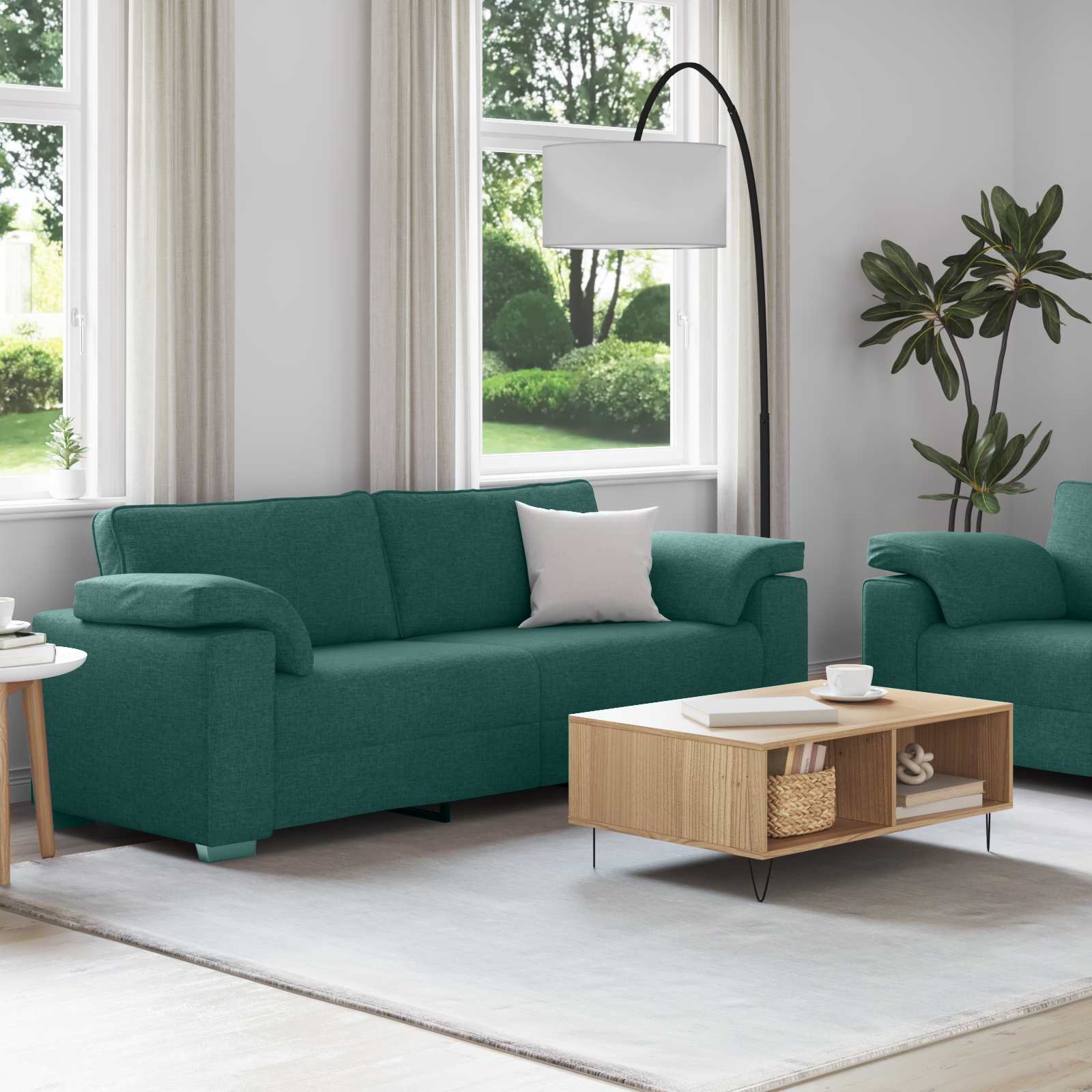 Sofa 2 pcs Tamnozelena 219 x 80 x 82 cm tkanina