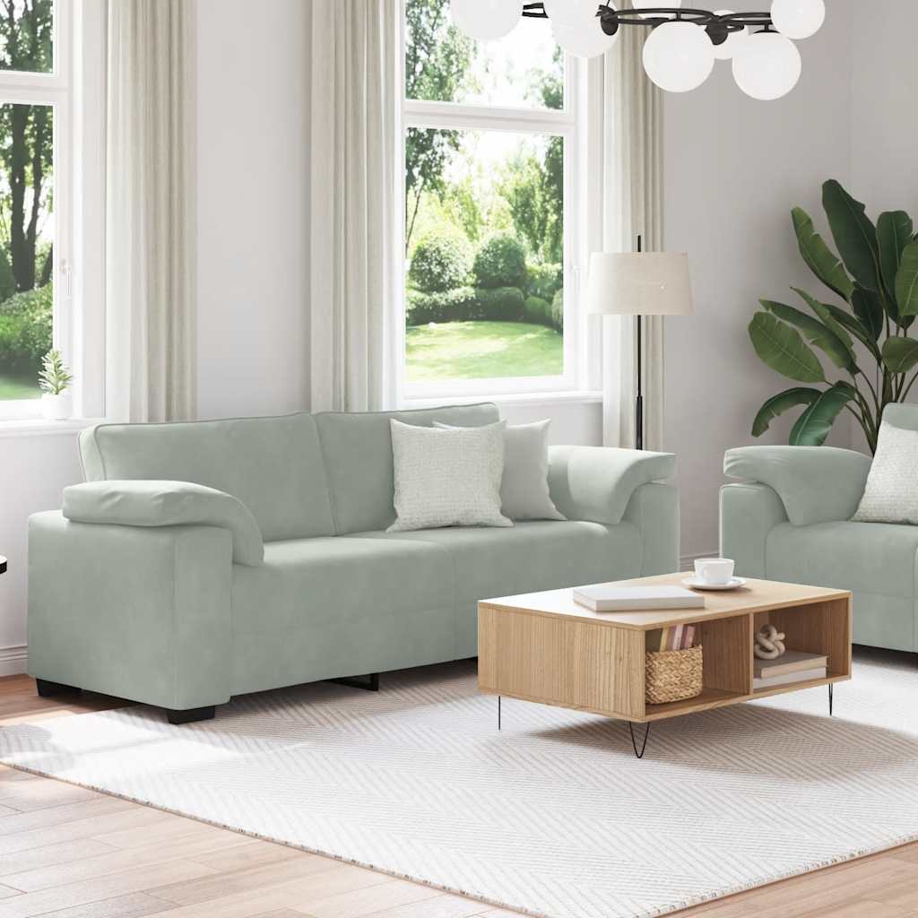 Dvodijelni set sofa s jastucima, svijetlo sivi baršun