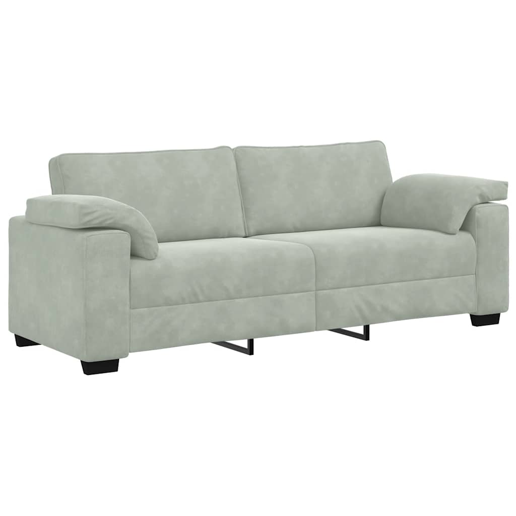 Dvodijelni set sofa s jastucima, svijetlo sivi baršun