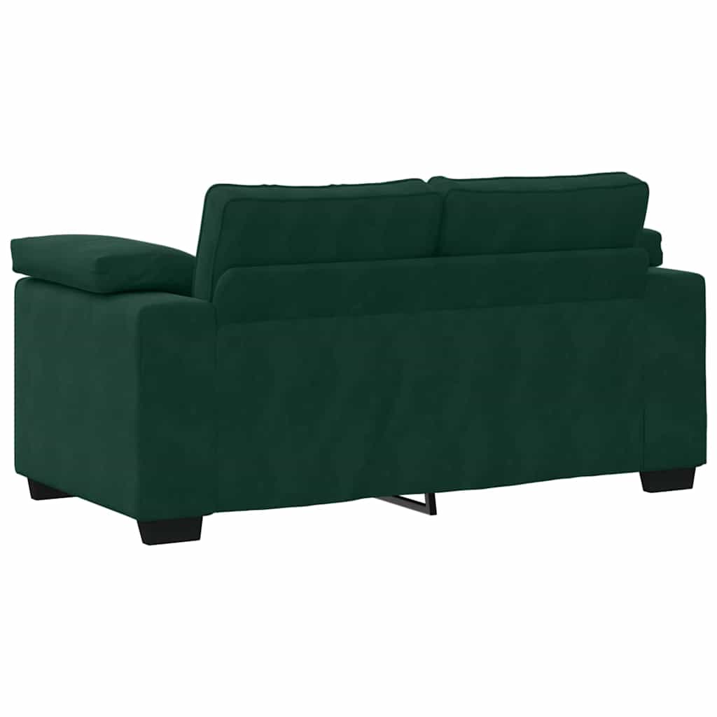 Dvodijelni set sofa s jastucima, tamnozeleni baršun