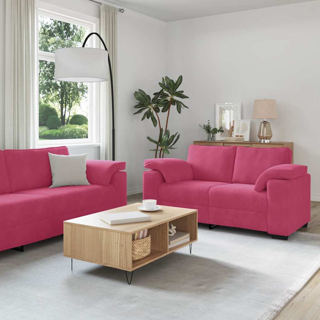 Dvodijelni set sofa s jastucima, vinsko crveni baršun
