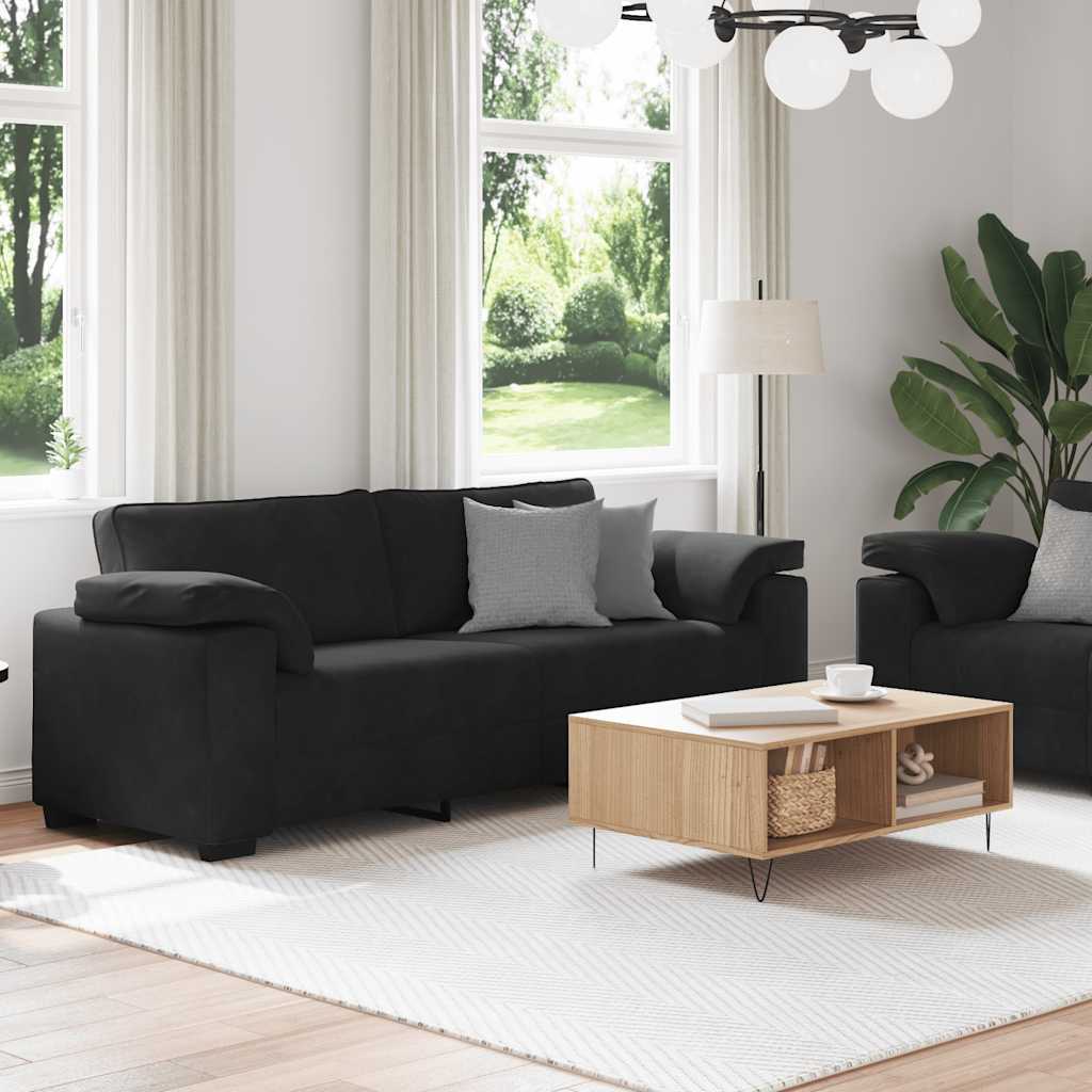 Dvodijelni set sofa s jastucima, crni baršun
