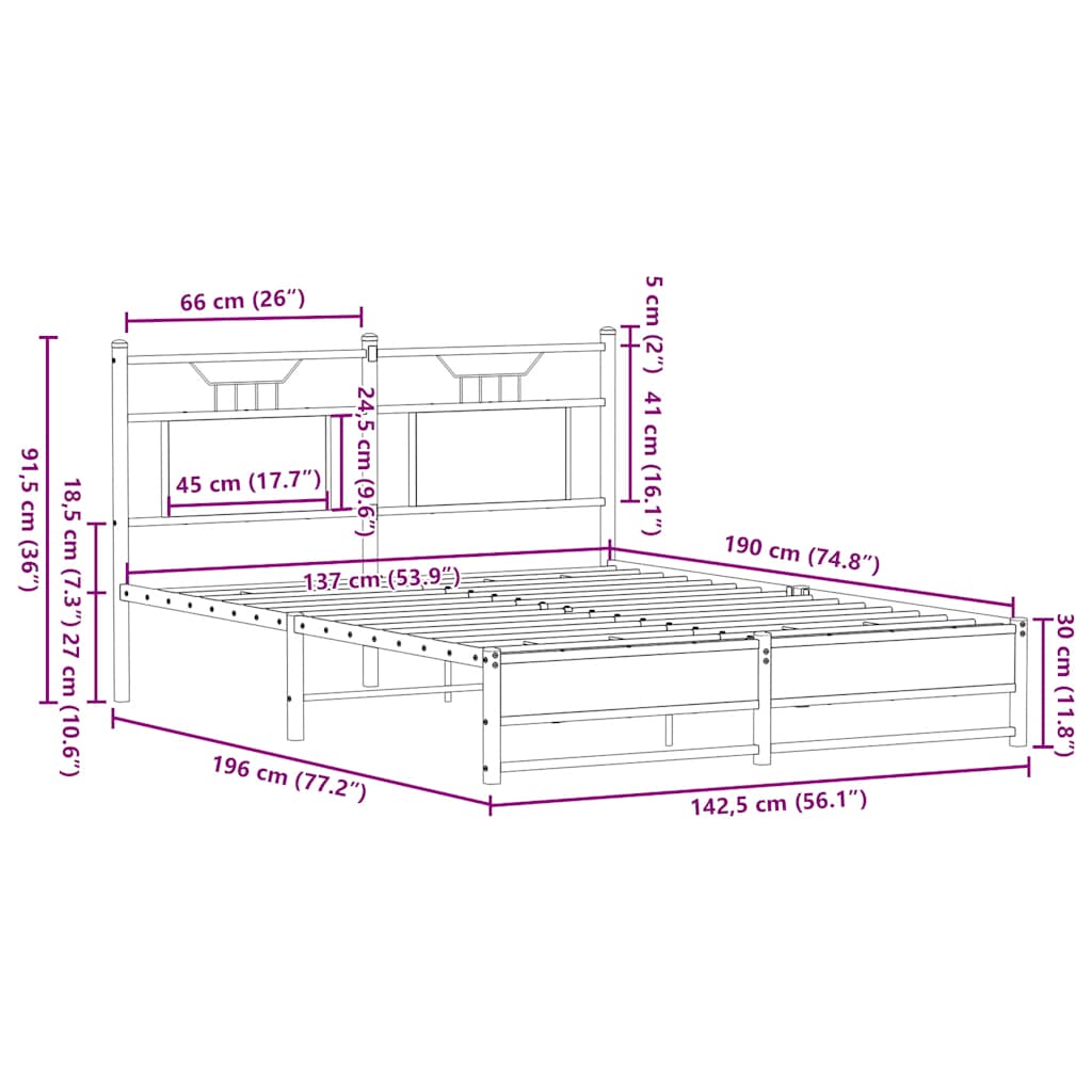 Okvir kreveta bez madraca boja hrasta sonome 137x190 cm drveni