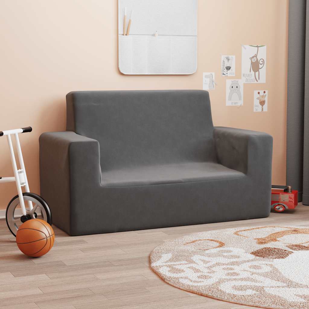 Dječji dvosjed antracit od mekanog pliša