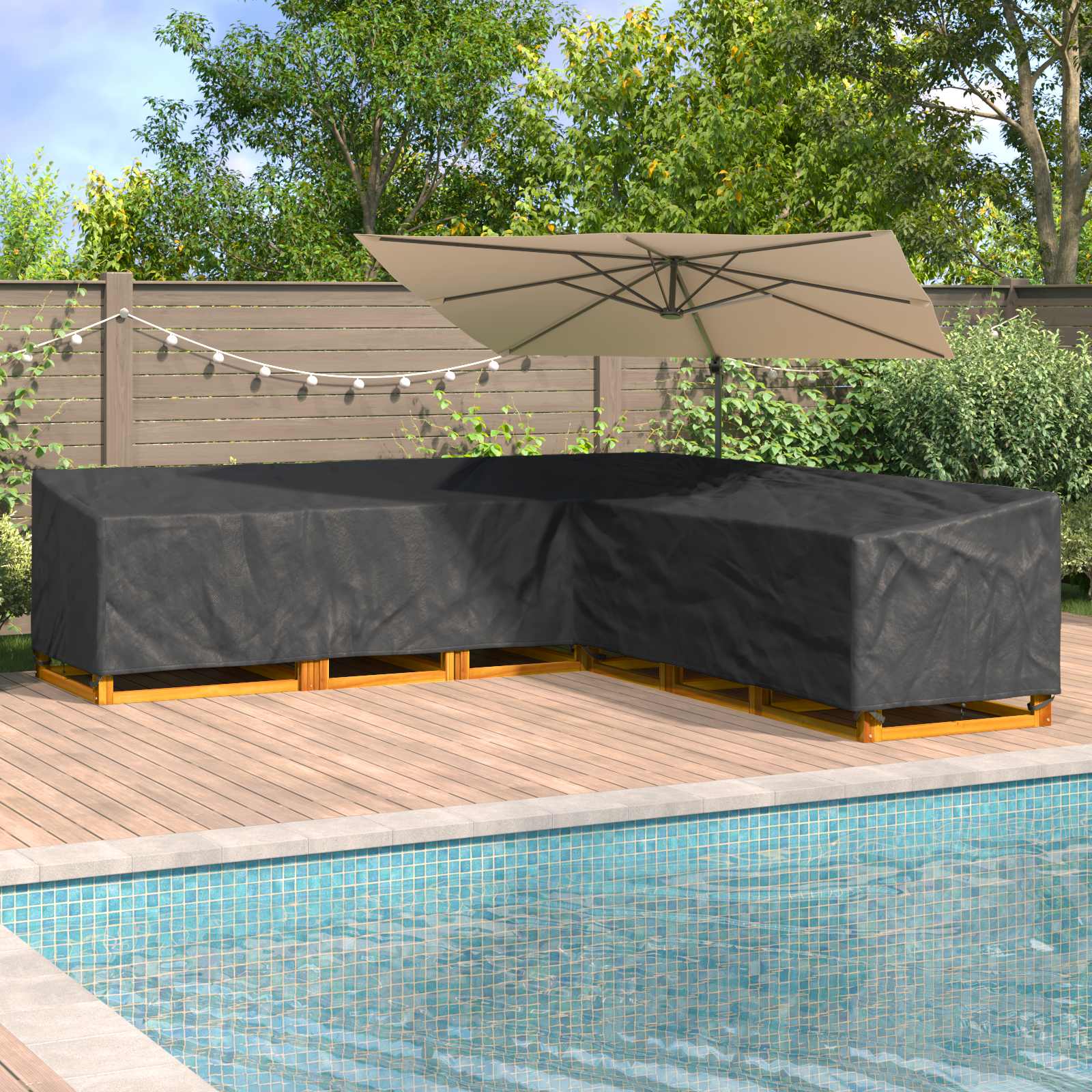 Pokrov za namještaj Crna 300 x 300 x 80 cm 210D Oxford tkanina