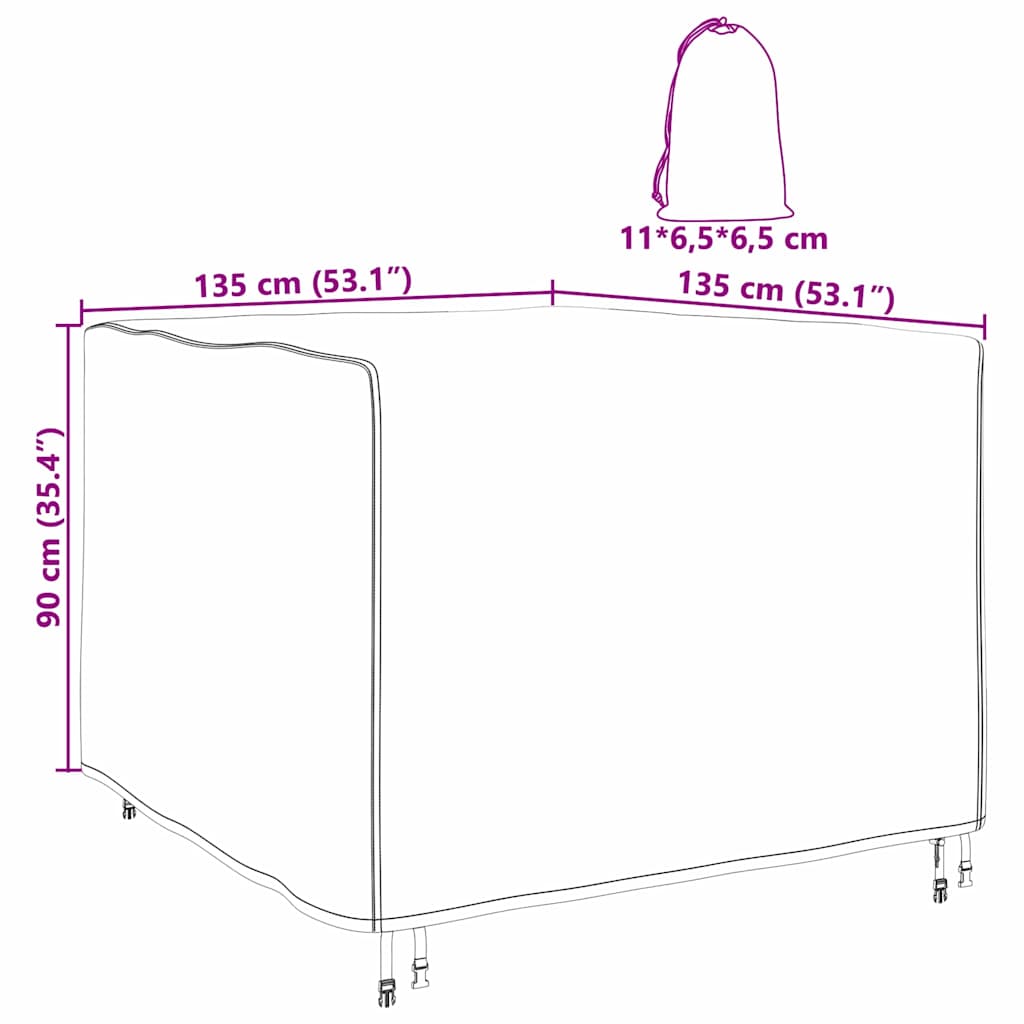 Pokrov za namještaj Crna 135 x 135 x 90 cm 600D Oxford tkanina