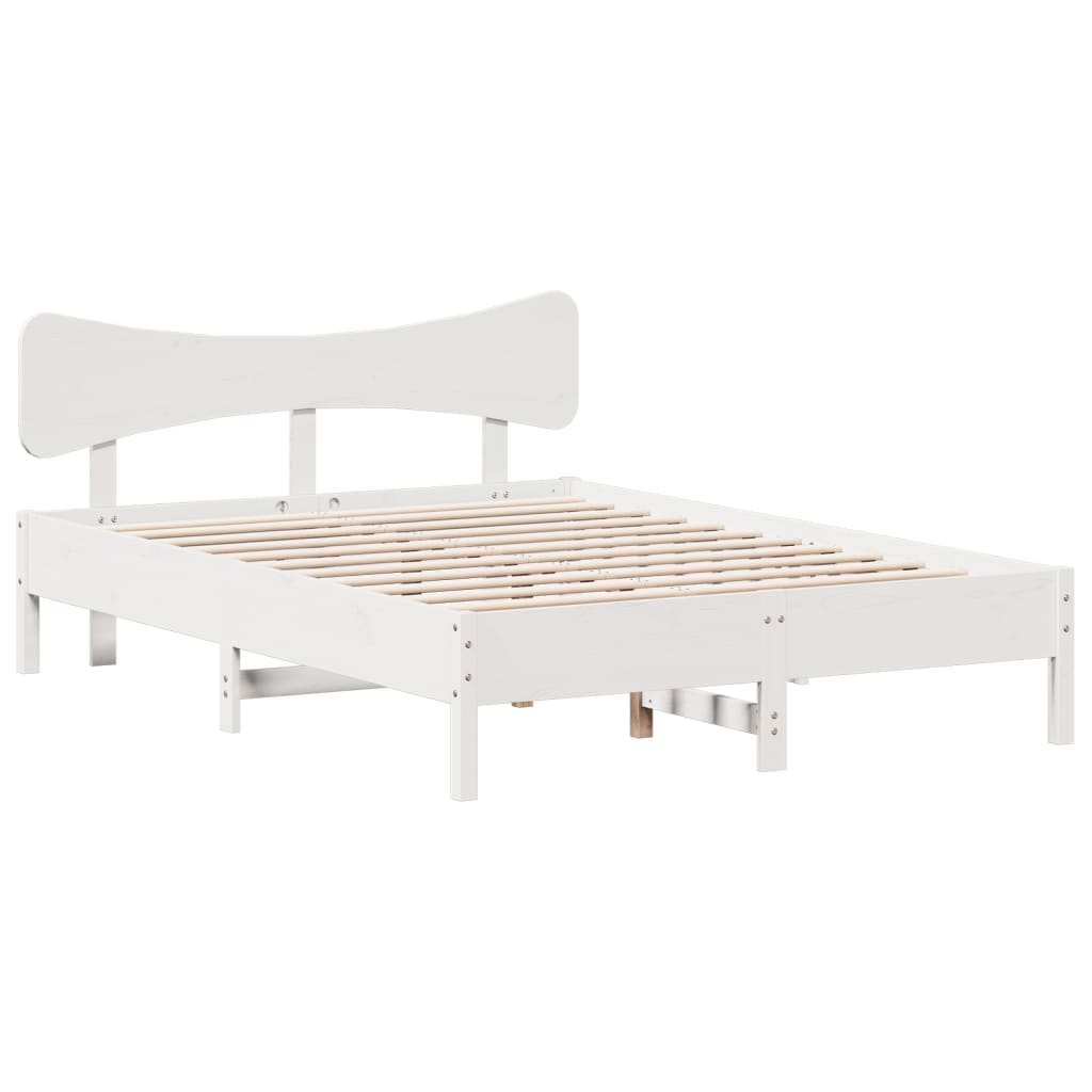 Okvir kreveta bez madraca bijeli 120 x 190 cm masivna borovina