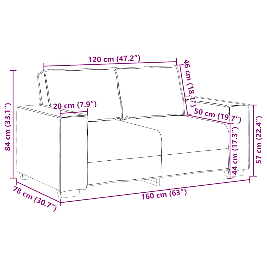 Dvosjed Sofa Svijetlosiva 160x78x84 cm Baršun