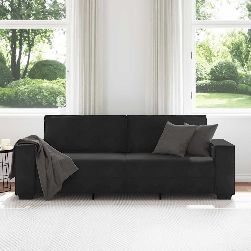 Trosjed Kauč Crni 220x78x84 cm Baršun