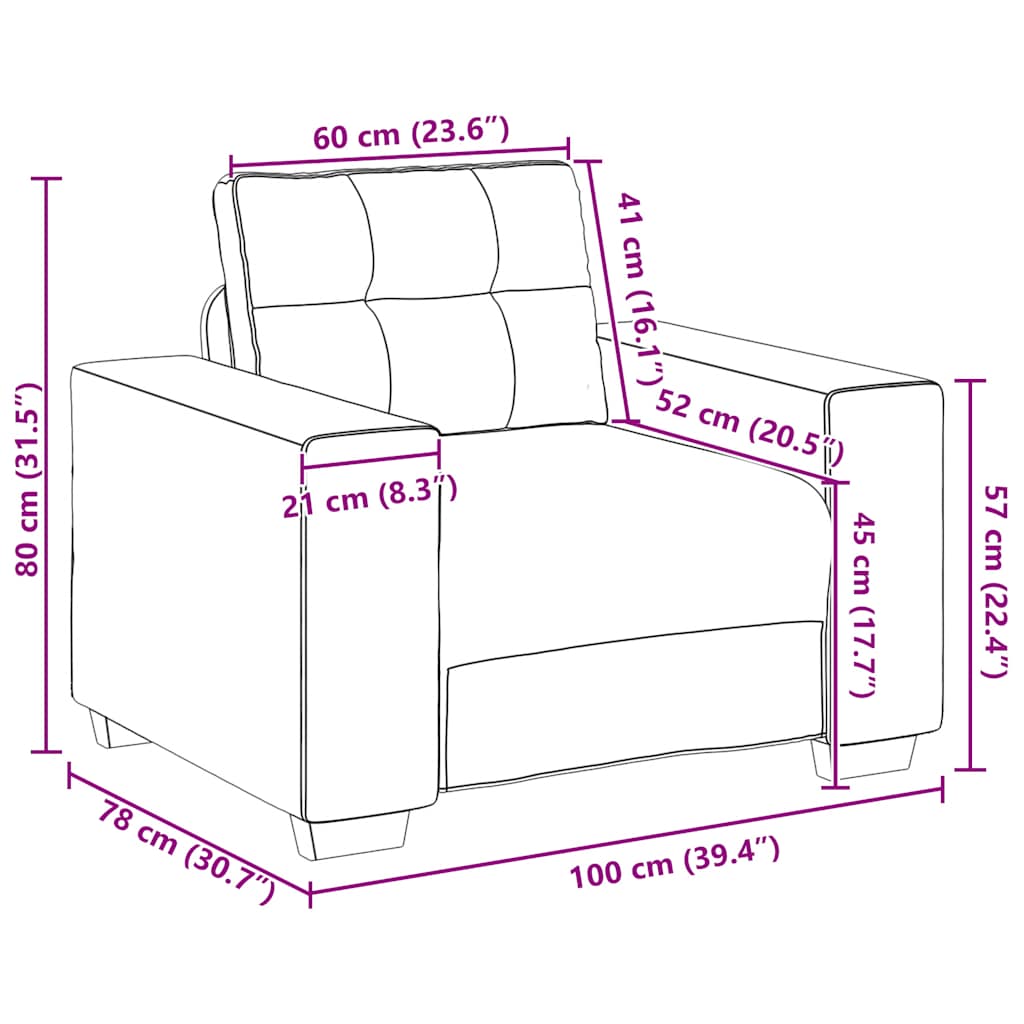 Sofa fotelja crna 100x78x80 cm tkanina
