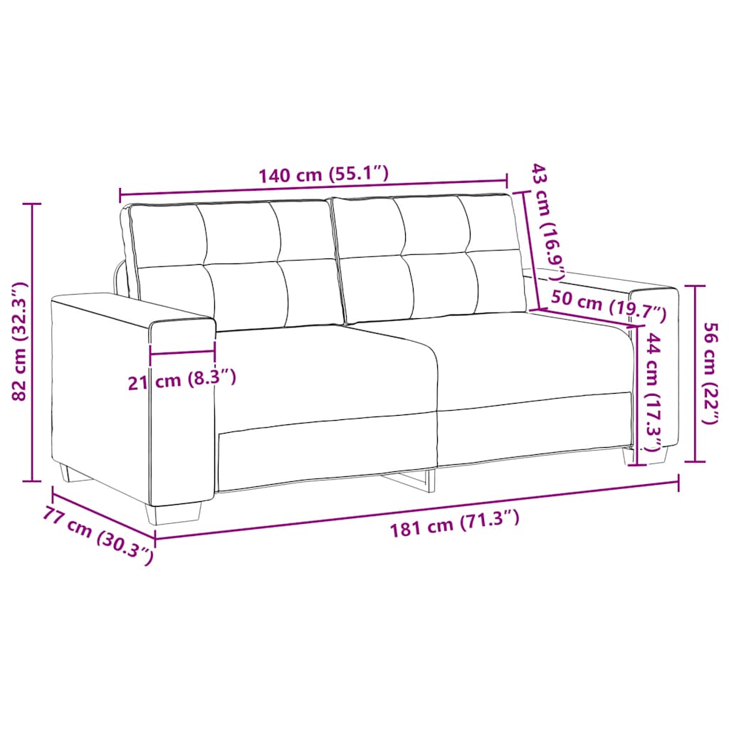 Dvosjed, sofa, taupe, 180x77x82 cm, tkanina