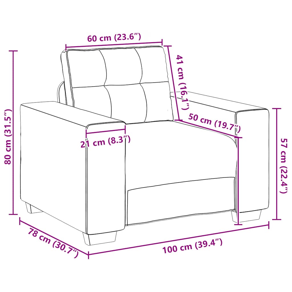 Sofa fotelja tamno siva 100x78x80 cm baršun