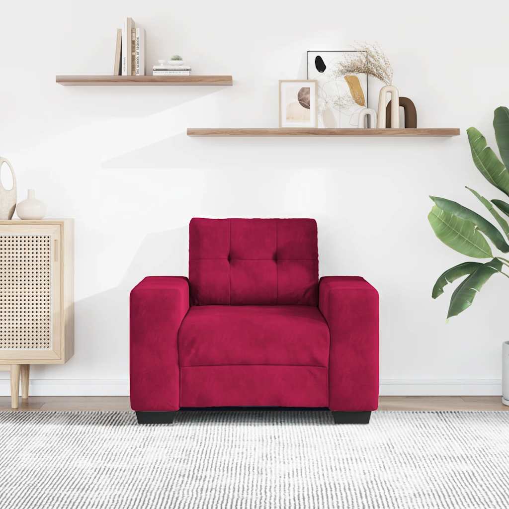 Sofa fotelja vino crvena 100x78x80 cm baršun