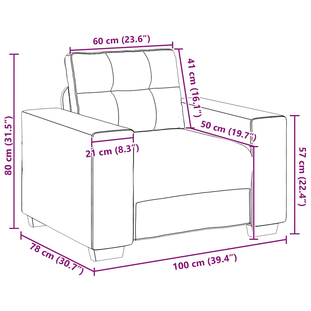 Sofa fotelja vino crvena 100x78x80 cm baršun