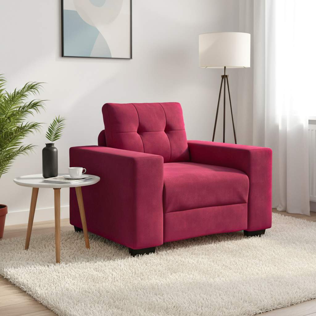 Sofa fotelja vino crvena 100x78x80 cm baršun