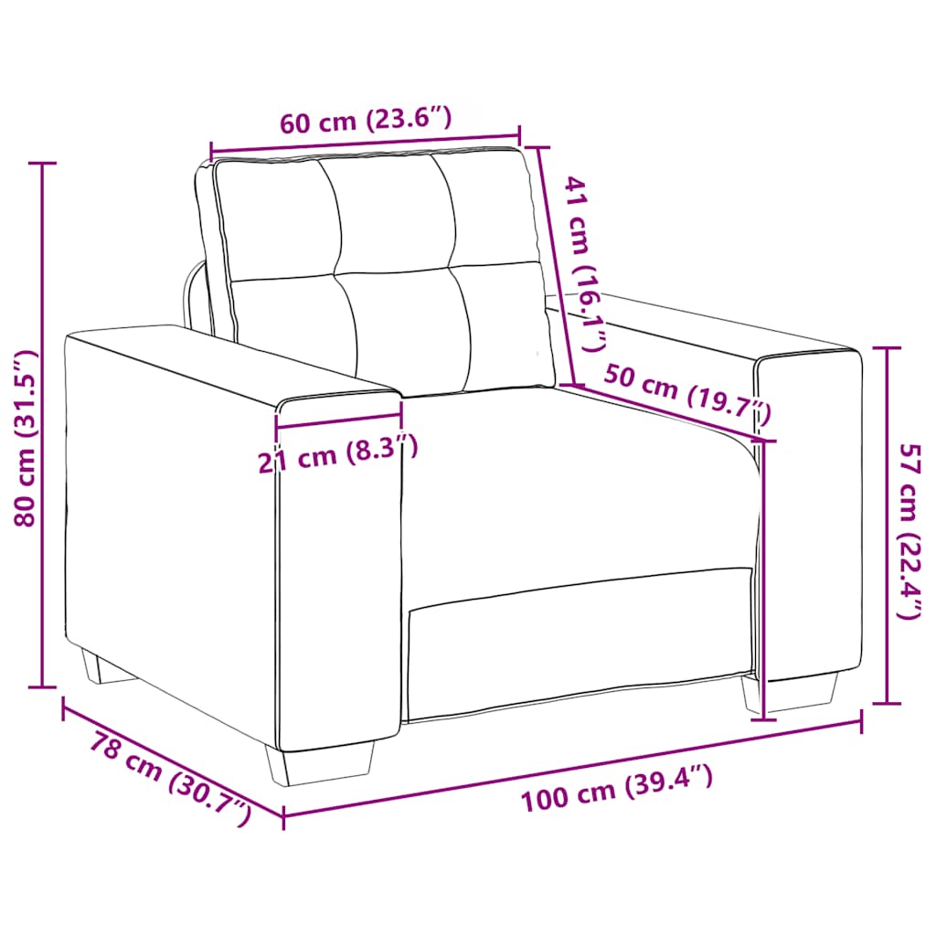 Sofa fotelja crna 100x78x80 cm baršun