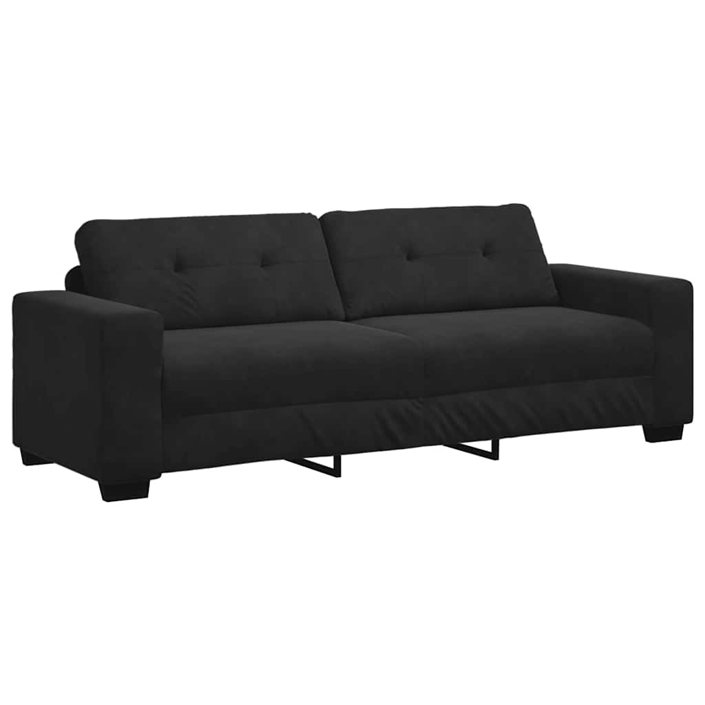 Trosjed Kauč Crni 220x78x80 cm Baršun