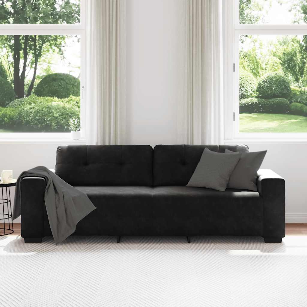 Trosjed Kauč Crni 220x78x80 cm Baršun