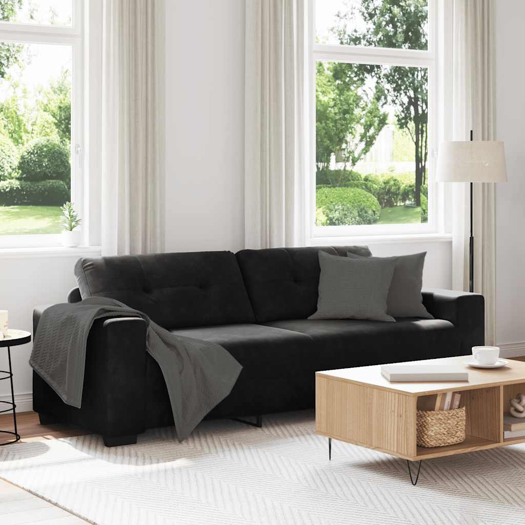 Trosjed Kauč Crni 220x78x80 cm Baršun