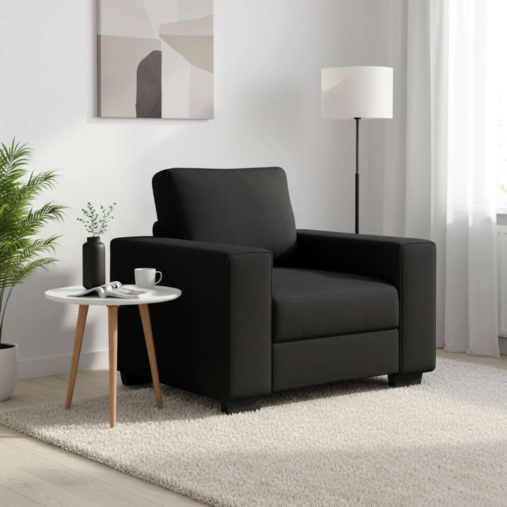 Sofa fotelja crna 100x77x82 cm tkanina