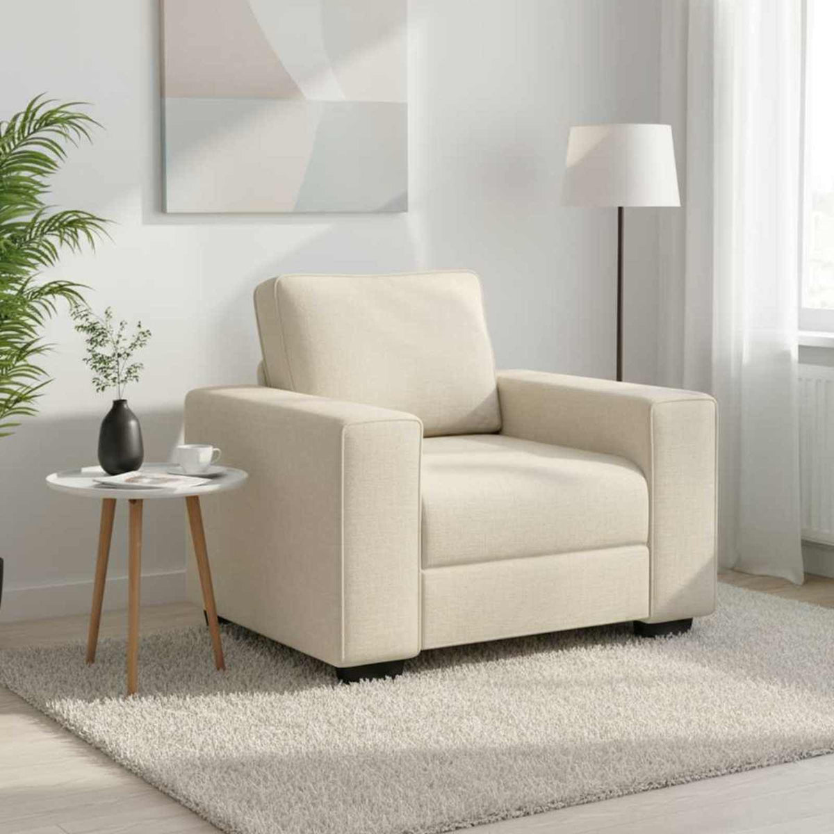 Sofa 2 pcs Bež 221 x 80 x 82 cm Platnasta tkanina