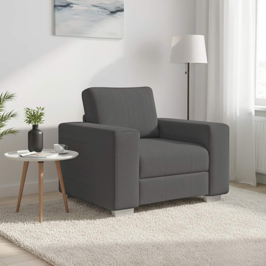 Sofa fotelja tamno siva 100x77x82 cm korduro tkanina
