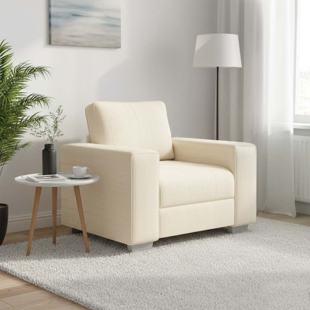 Sofa fotelja krem 100x77x82 cm korduro tkanina