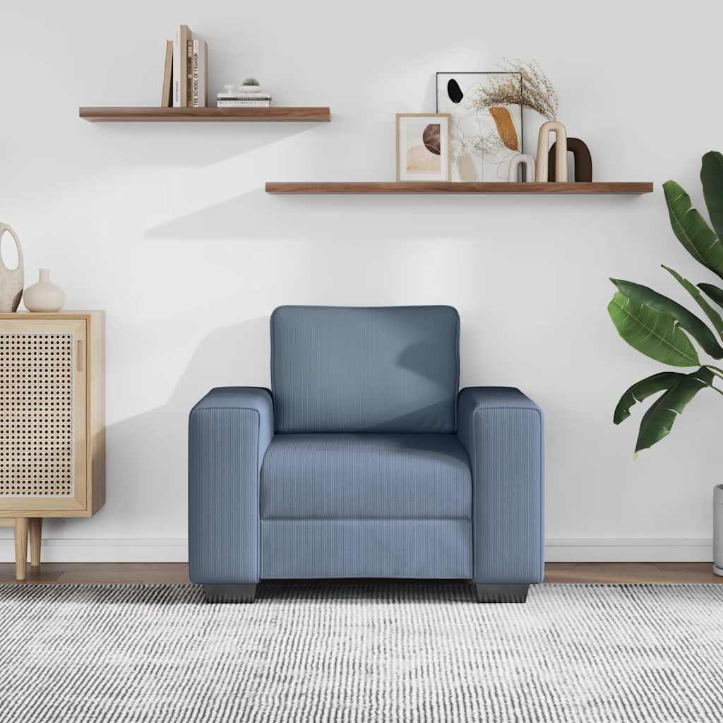 Sofa fotelja plava 100x77x82 cm korduro tkanina