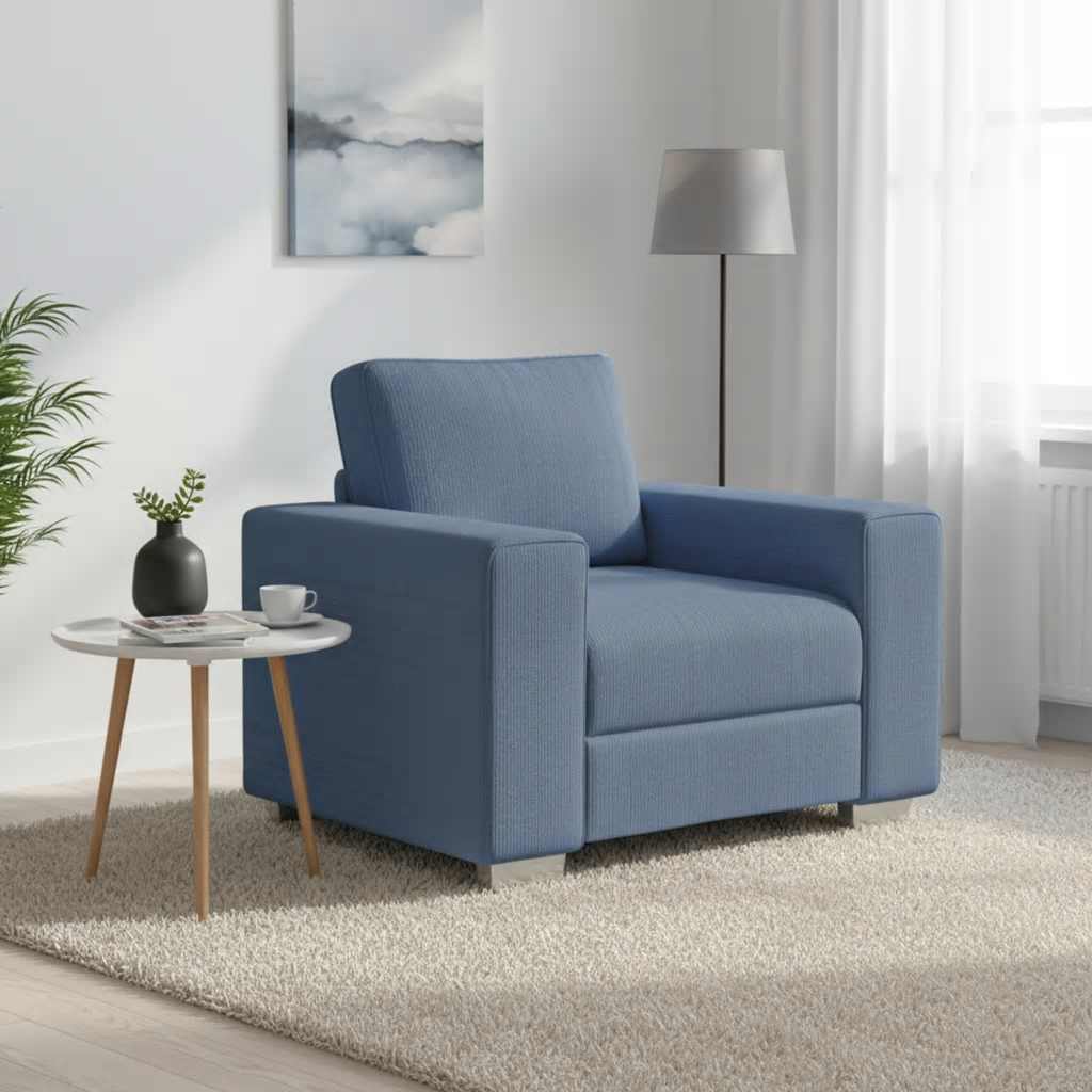 Sofa fotelja plava 100x77x82 cm korduro tkanina